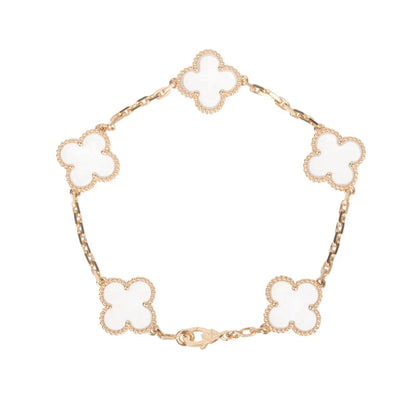 [Noble Jewelry]CLOVER 5 MOTIF ROCK CRYSTAL PINK GOLD BRACELET