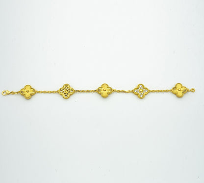 [Edler Schmuck]CLOVER ARMBAND 5 MOTIVE GOLD DIAMANT 