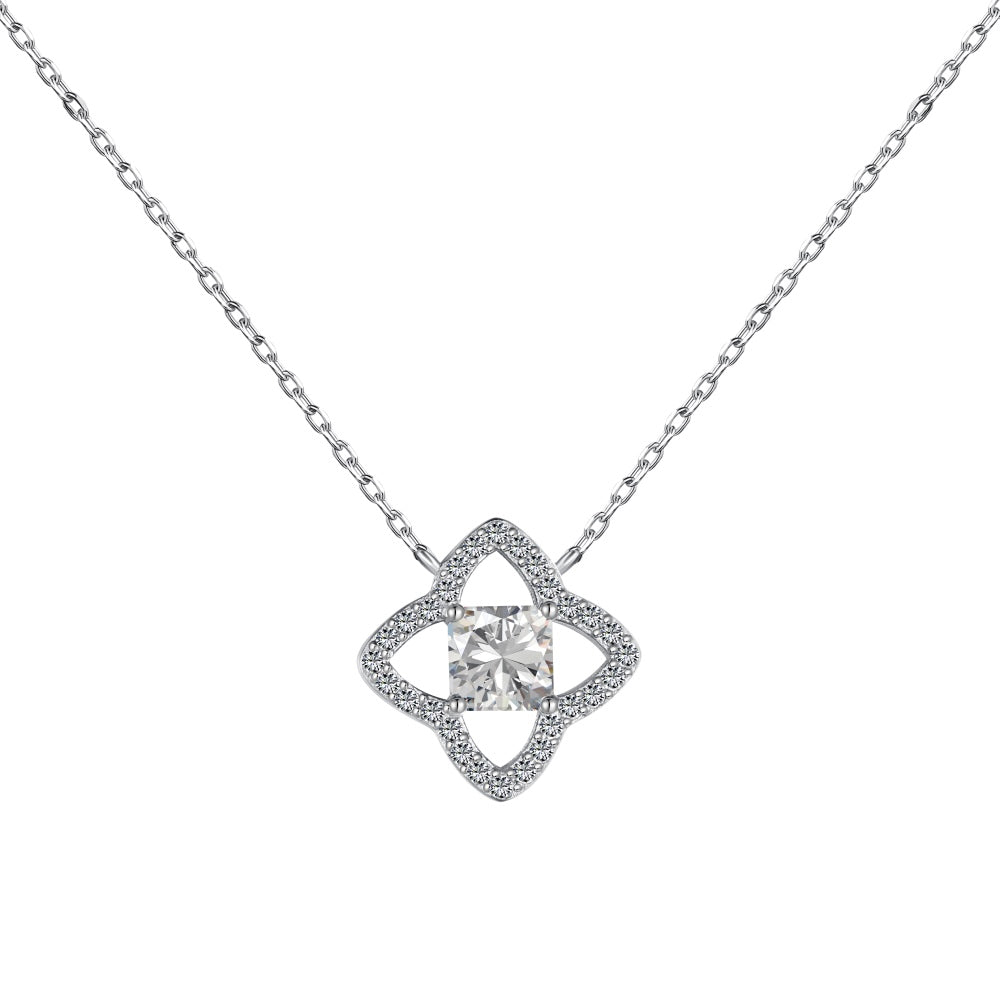 [Noble Jewelry]Exquisite Flower Shape Princess Cut Necklace