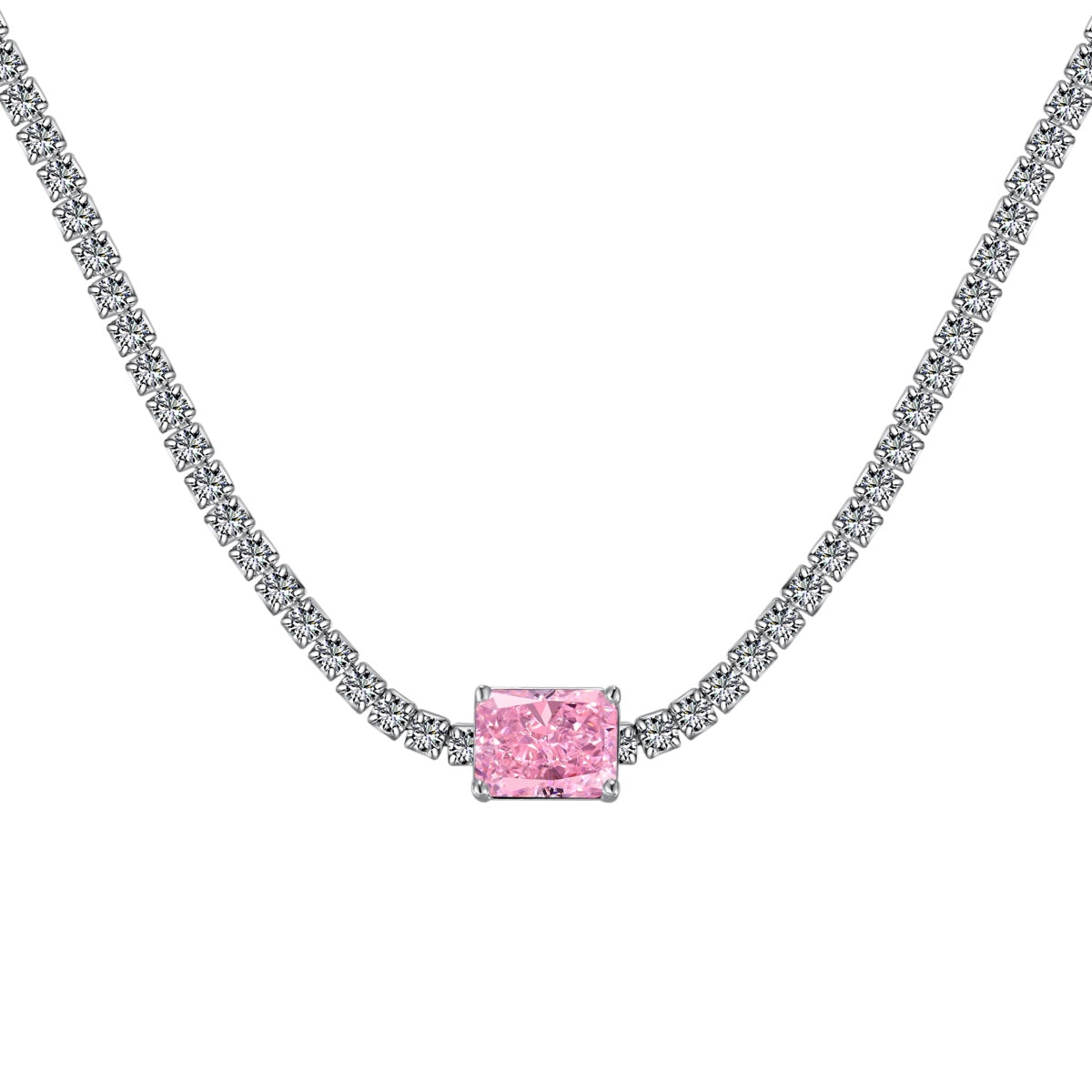 [Noble Jewelry]2.0 carat Ornate Emerald Cut Necklace