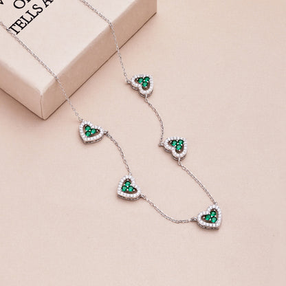 [Noble Jewelry]Sparkling Five Heart Necklace