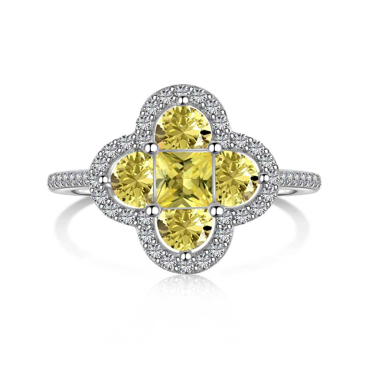 [Noble Jewelry]Luxurious Eternity Flower Shape Banquet Ring