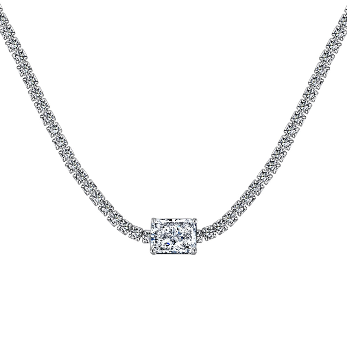 [Noble Jewelry]2.0 carat Ornate Emerald Cut Necklace