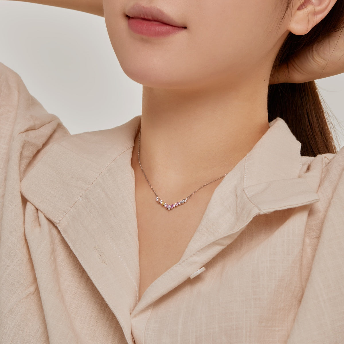 [Noble Jewelry]Dazzling Rainbow Necklace