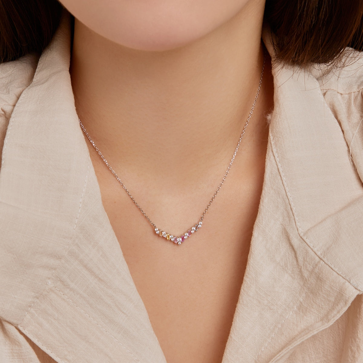 [Noble Jewelry]Dazzling Rainbow Necklace