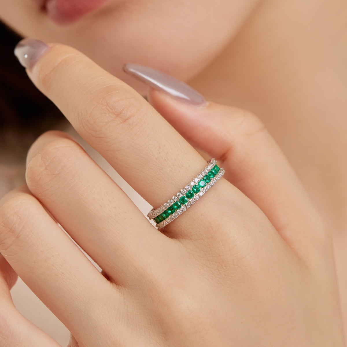 [Noble Jewelry]Delicate Colorful Round Cut Daily Ring