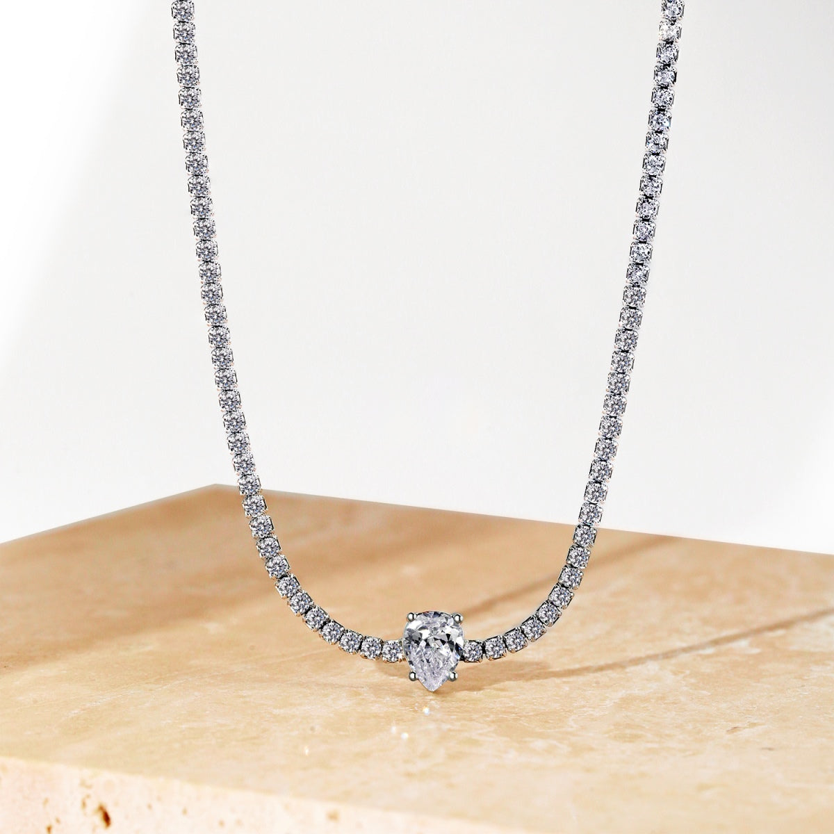 [Noble Jewelry]1.0 carat Unique Pear Cut Tennis Necklace