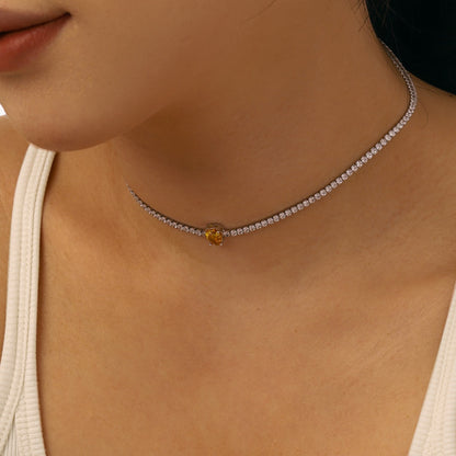 [Noble Jewelry]1.0 carat Unique Pear Cut Tennis Necklace