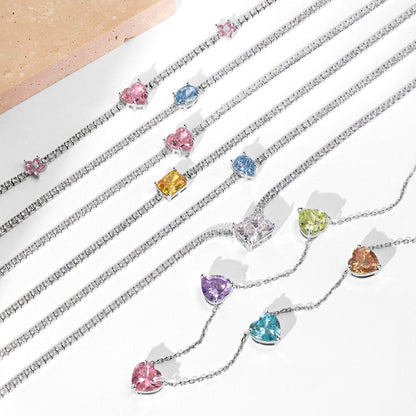 [Noble Jewelry]Dazzling Pink Heart Flower Necklace