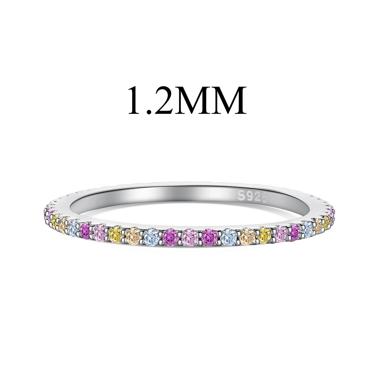 [Noble Jewelry]Ornate Colorful Round Cut Tennis Ring