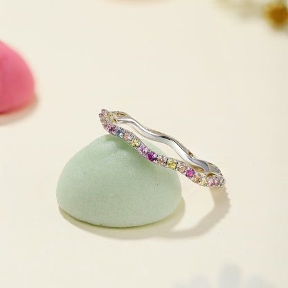 [Noble Jewelry]Dainty Colorful Round Cut Party Ring