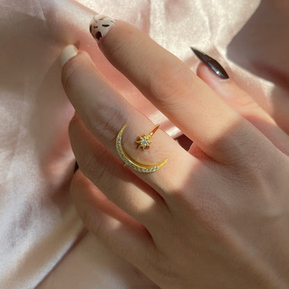 [Noble Jewelry]Eternity Moon & Star Ring