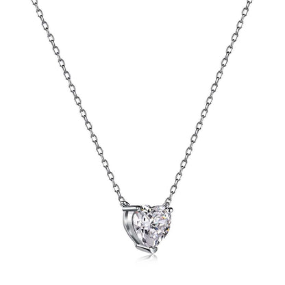 [Noble Jewelry]Heart Shape Main Stone Pendant Collarbone Necklace