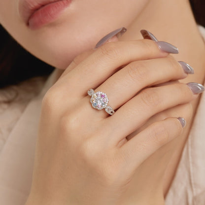 [Noble Jewelry]Delicate Colorful Round Cut Flower Shape Wedding Ring