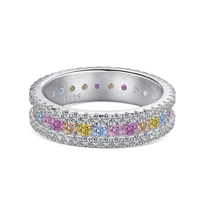 [Noble Jewelry]Delicate Colorful Round Cut Daily Ring