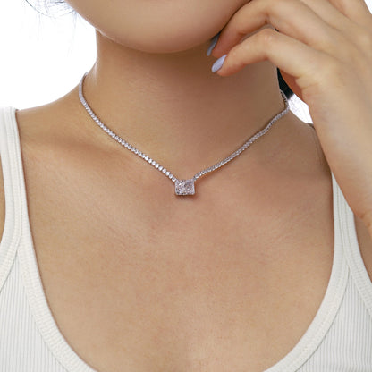 [Noble Jewelry]4.0 Carat Elegant Radiant Cut Necklace