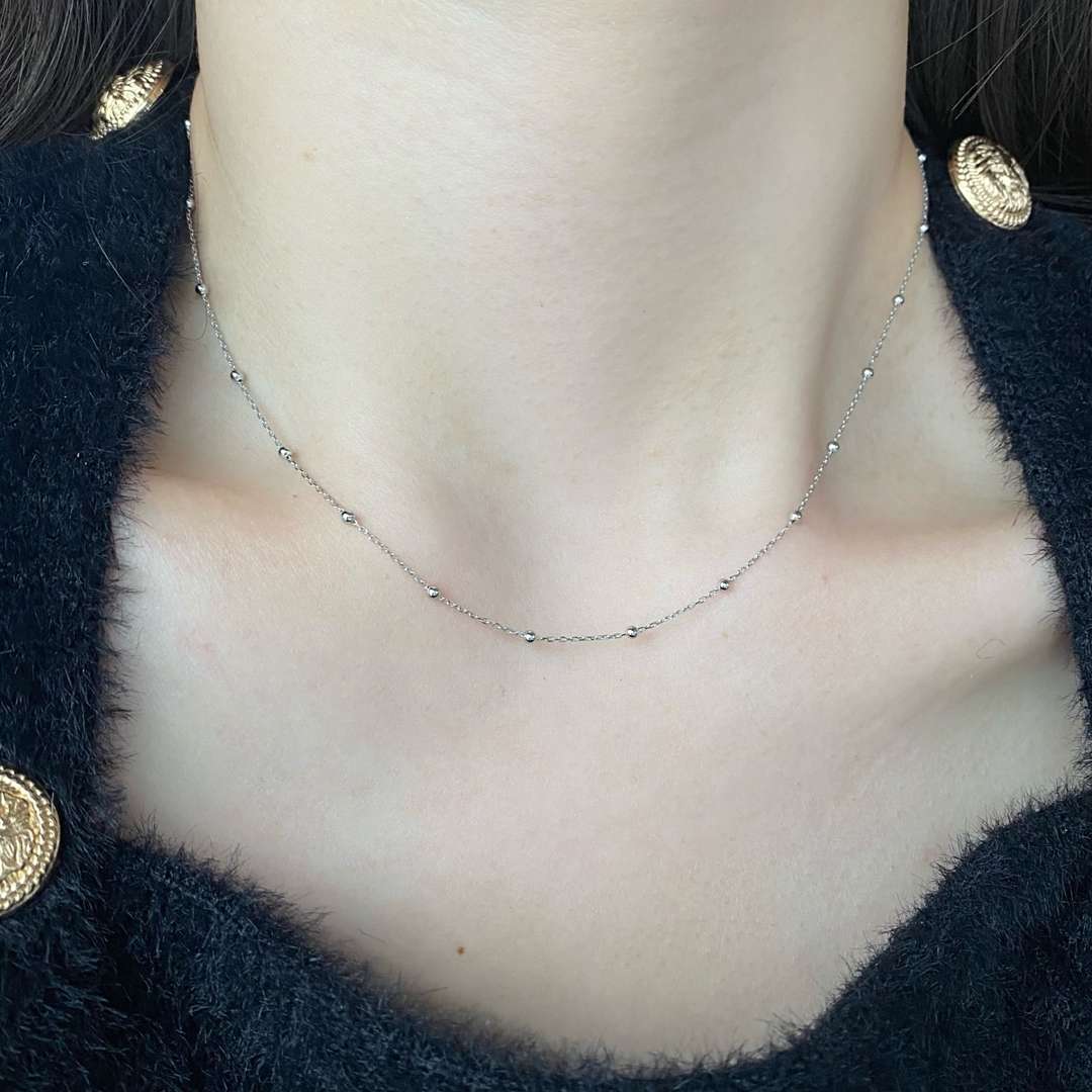 [Noble Jewelry]Small Bead Clavicle Chain Simple Necklace