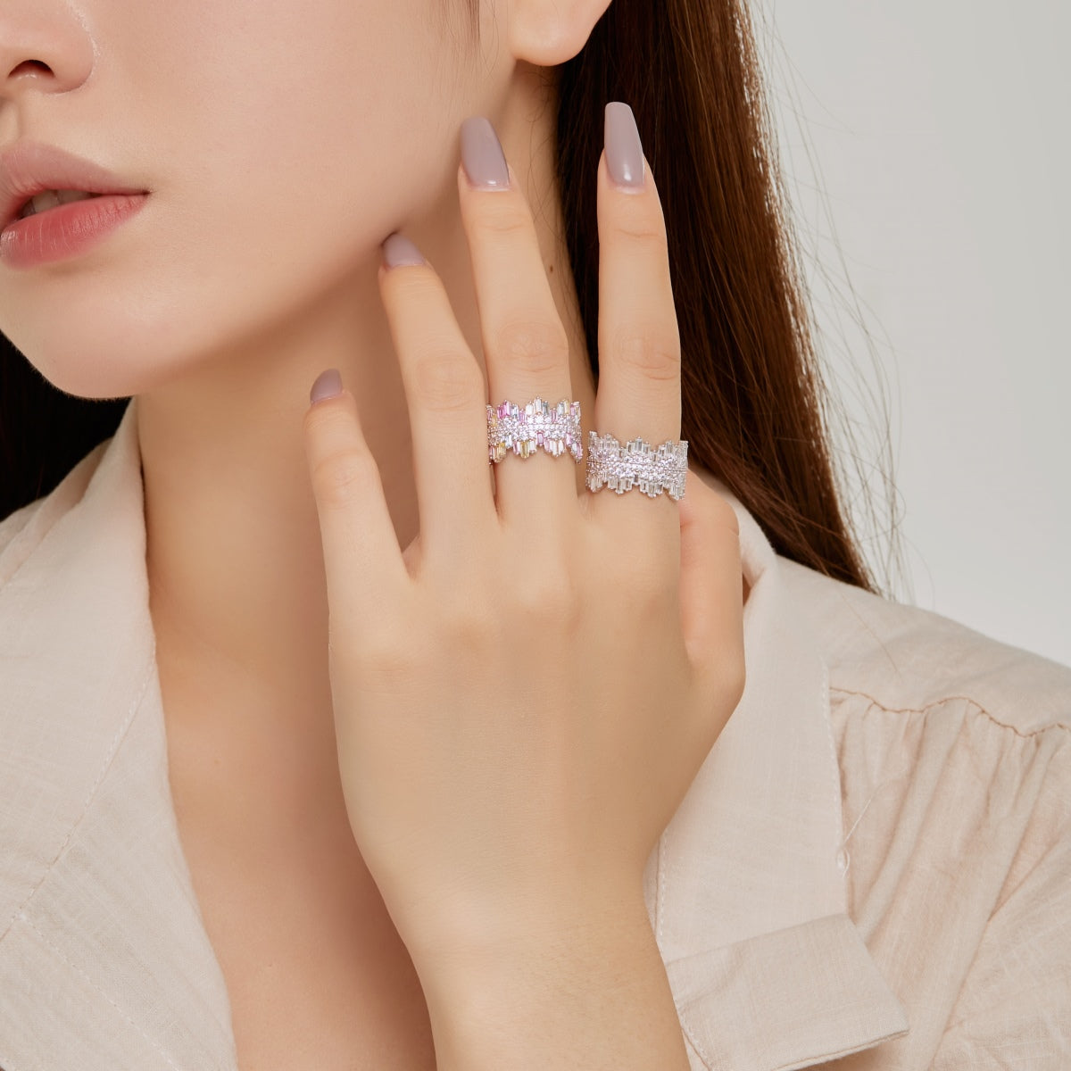 [Noble Jewelry]Luxurious Colorful Radiant Cut Daily Ring