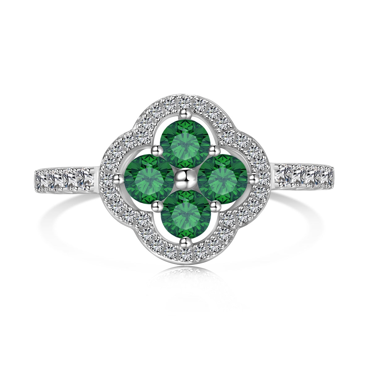 [Noble Jewelry]Four Leaf Clover Flower Design Ring