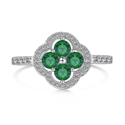 [Noble Jewelry]Four Leaf Clover Flower Design Ring