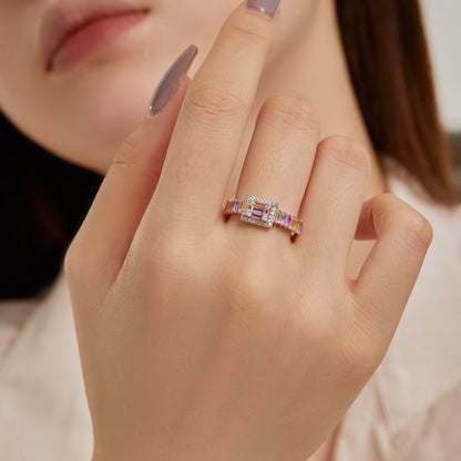 [Noble Jewelry]Exquisite Colorful Radiant Cut Party Ring