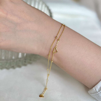 [Noble Jewelry]Dainty Double Layer Love Heart Bracelet