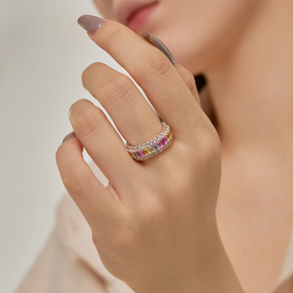 [Noble Jewelry]Dainty Colorful Radiant Cut Daily Ring