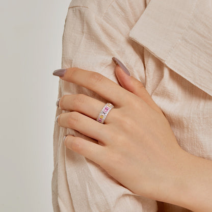 [Noble Jewelry]Dainty Colorful Radiant Cut Daily Ring