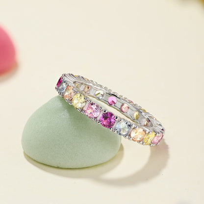 [Noble Jewelry]Dazzling Lustrous Round Cut Tennis Ring