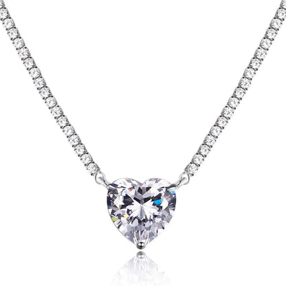 [Noble Jewelry]8.0 Carat Versatile Colorful Sweet Heart-Shaped Tennis Necklace