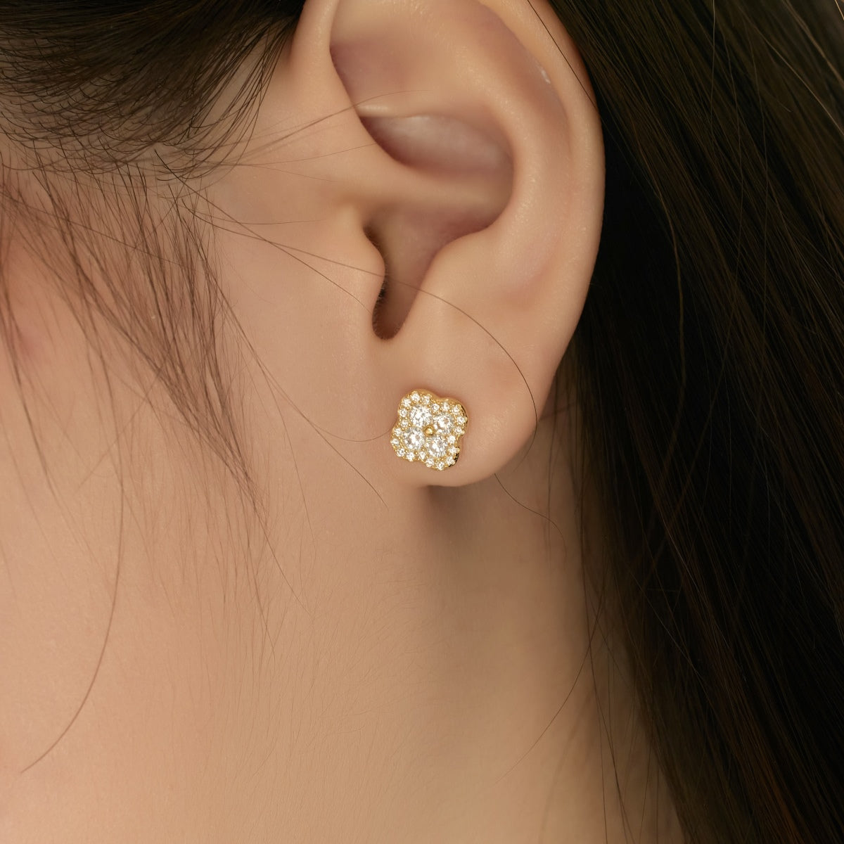 [Noble Jewelry]Four-Leaf Clover Flower Shaped Earrings