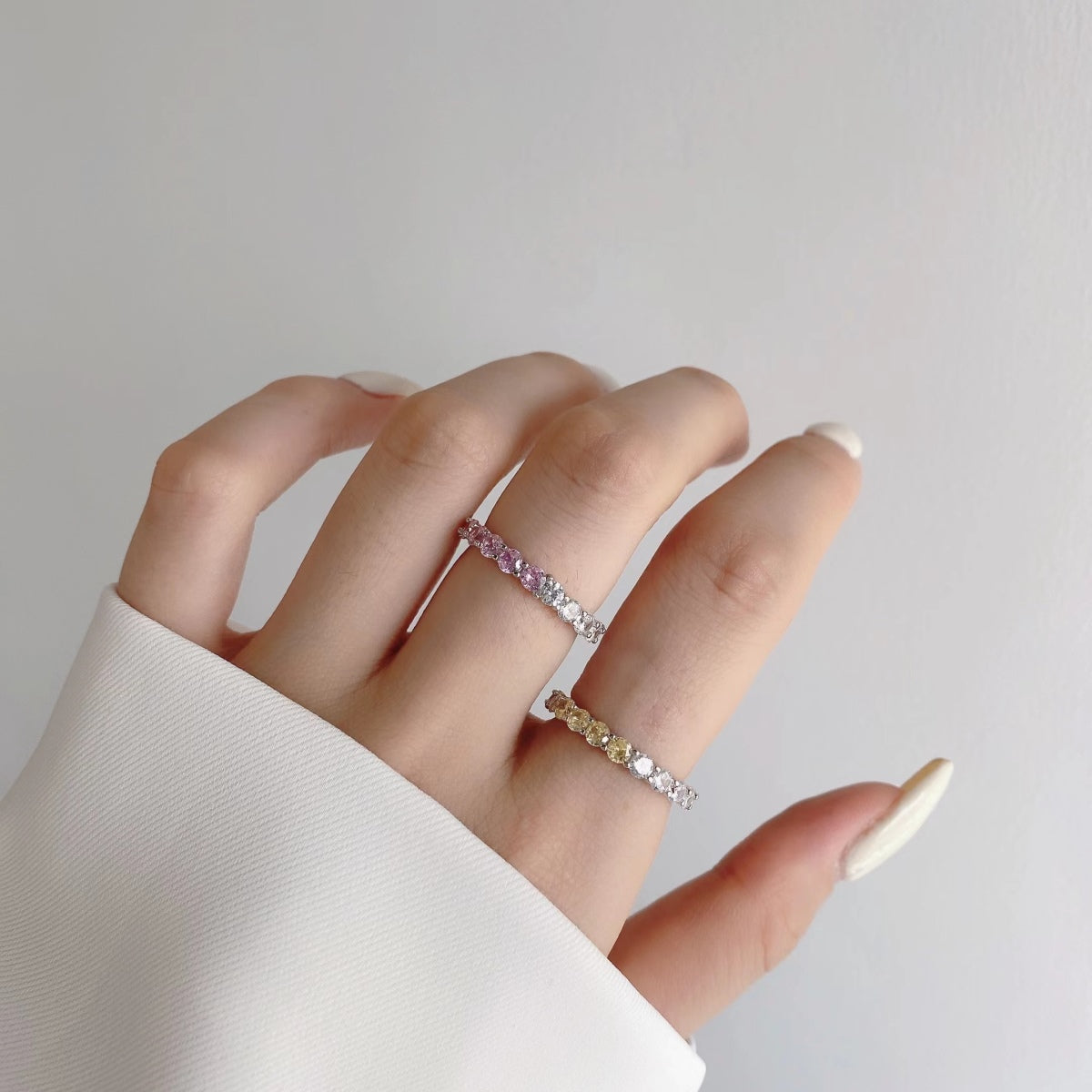 [Noble Jewelry]Sparkling Round Cut Tennis Ring