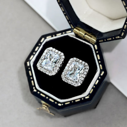 [Noble Jewelry]1.0 Carat Luxurious Dainty Emerald Cut Daily Earrings