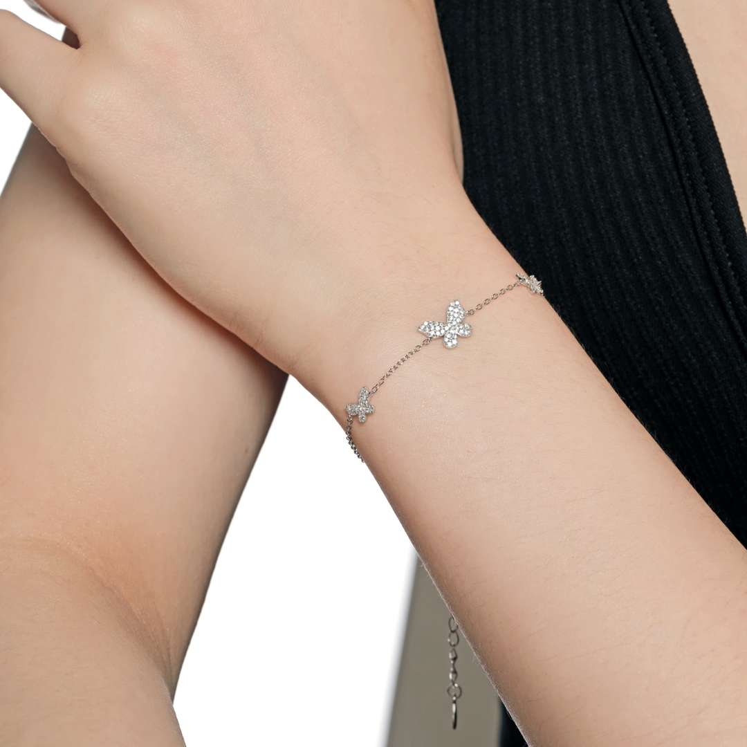 [Noble Jewelry]Delicate Butterfly Pendant Bracelet