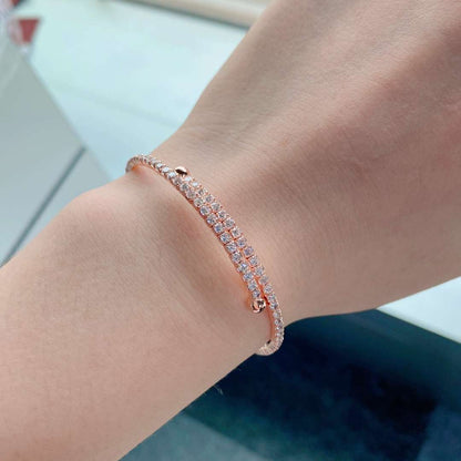 [Noble Jewelry]Row of Diamonds Round Fashion Bracelet