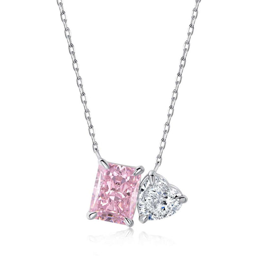 [Noble Jewelry]Dazzling Square & Heart Shape Necklace