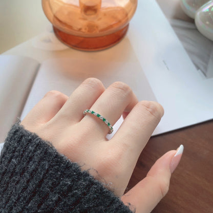 [Noble Jewelry]Exquisite Colorful Round Cut Tennis Ring