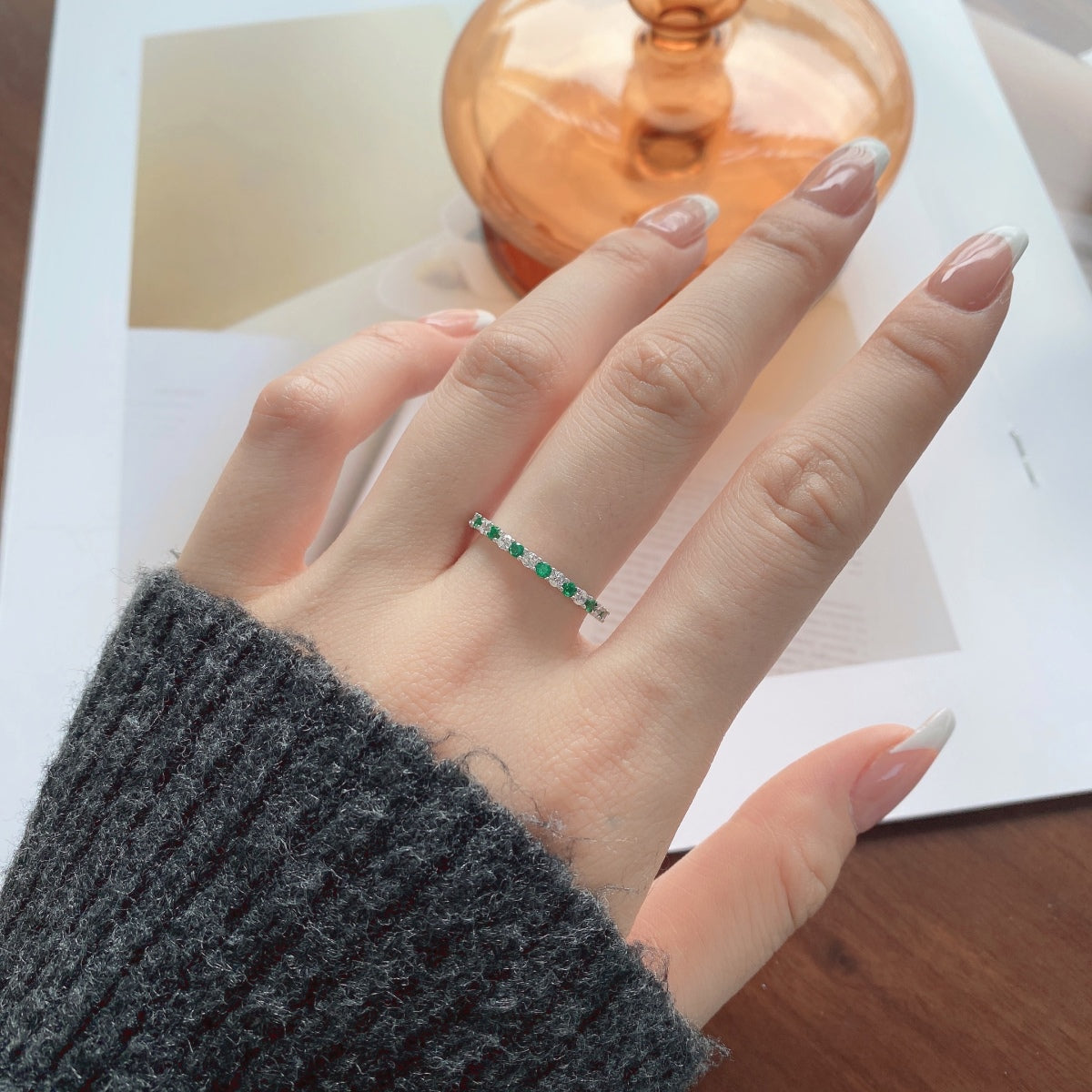 [Noble Jewelry]Exquisite Colorful Round Cut Tennis Ring