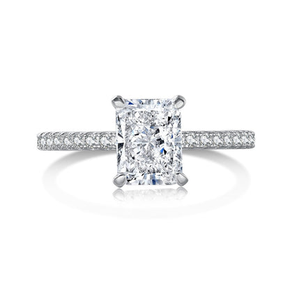 [Noble Jewelry]2.0 Carat Dazzling Sparkling Radiant Cut Party Ring