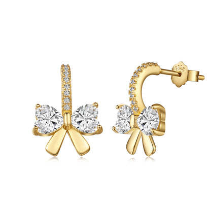 [Noble Jewelry]Exquisite Earrings With Heart-Shaped Bow Design