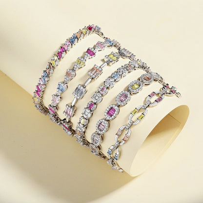 [Noble Jewelry]Dazzling Radiant Multi Cut Daily Bracelet