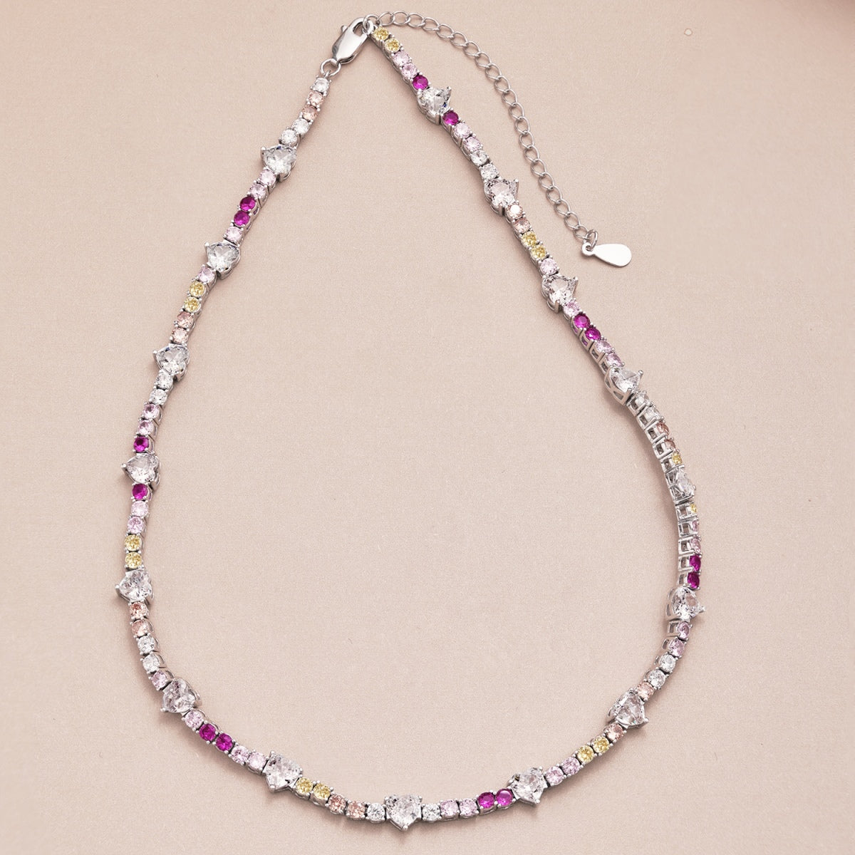 [Noble Jewelry]Delicate Colorful Rainbow Tennis Chain