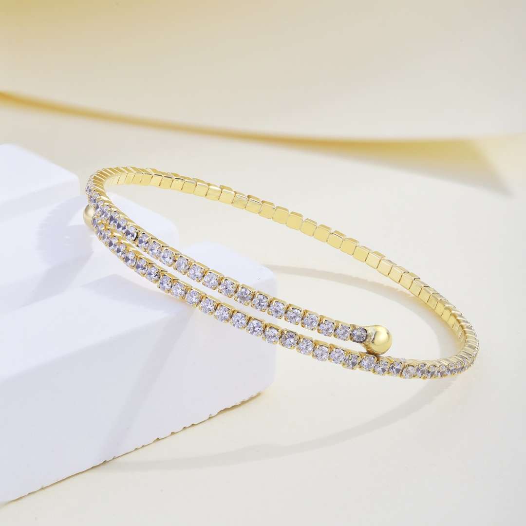 [Noble Jewelry]Row of Diamonds Round Fashion Bracelet