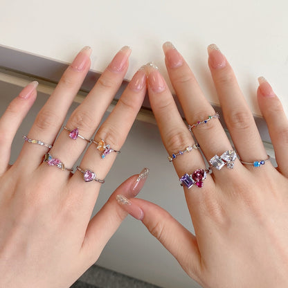 [Noble Jewelry]Radiant Colorful Multi Cut Daily Ring