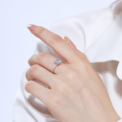 [Noble Jewelry]2.0 Carat Dazzling Sparkling Radiant Cut Party Ring