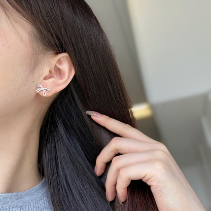 [Noble Jewelry]Dainty Bow Shape Earrings