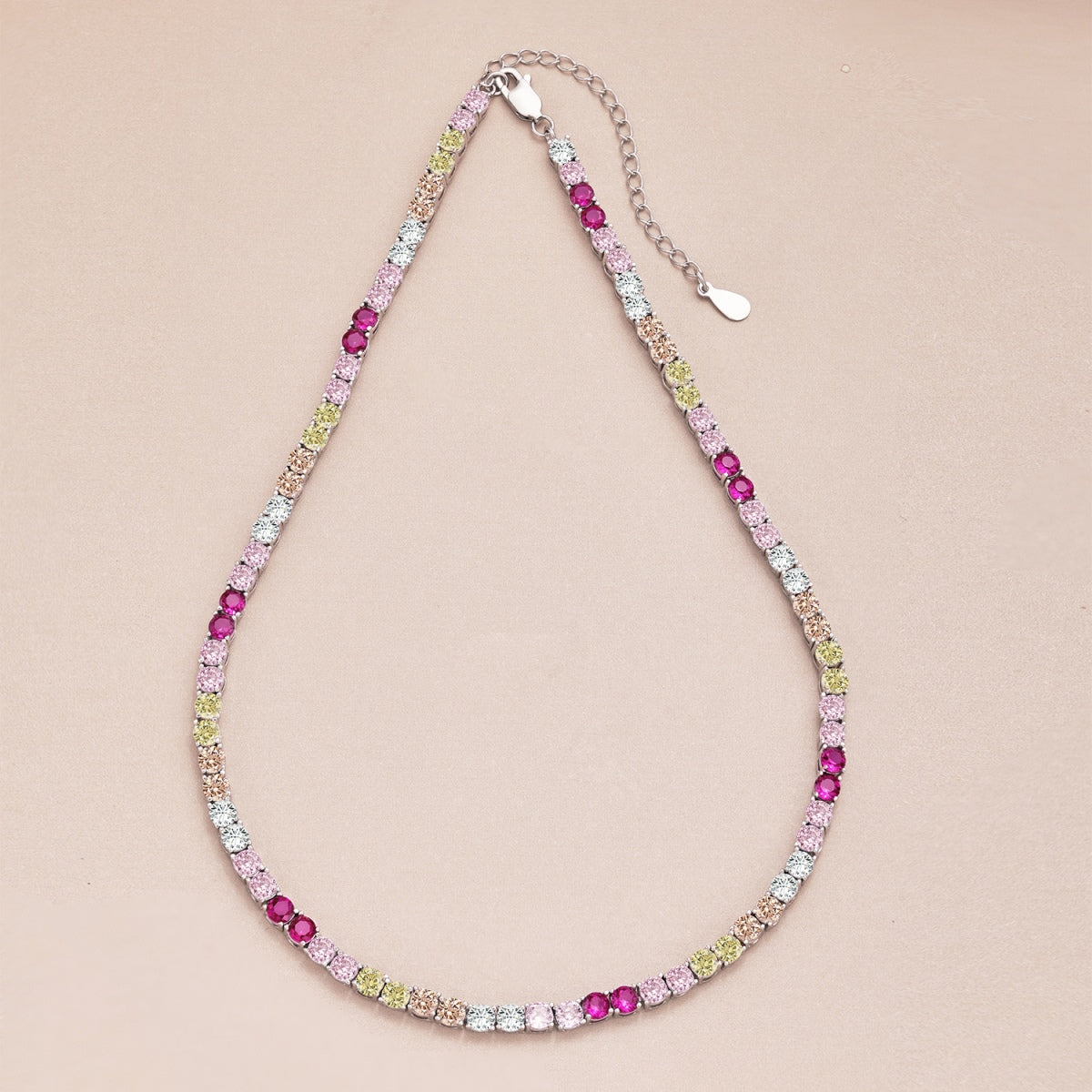 [Noble Jewelry]Delicate Colorful Tennis Necklace