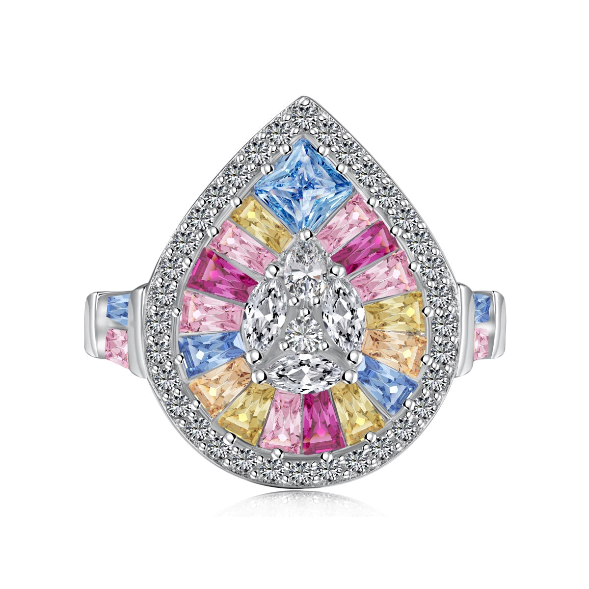 [Noble Jewelry]Elegant Colorful Water Drop Shape Banquet Ring