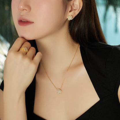 [Noble Jewelry]Spliced Lucky Four-Leaf Clover Versatile Necklace