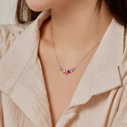 [Noble Jewelry]Dainty Colorful Heart Necklace